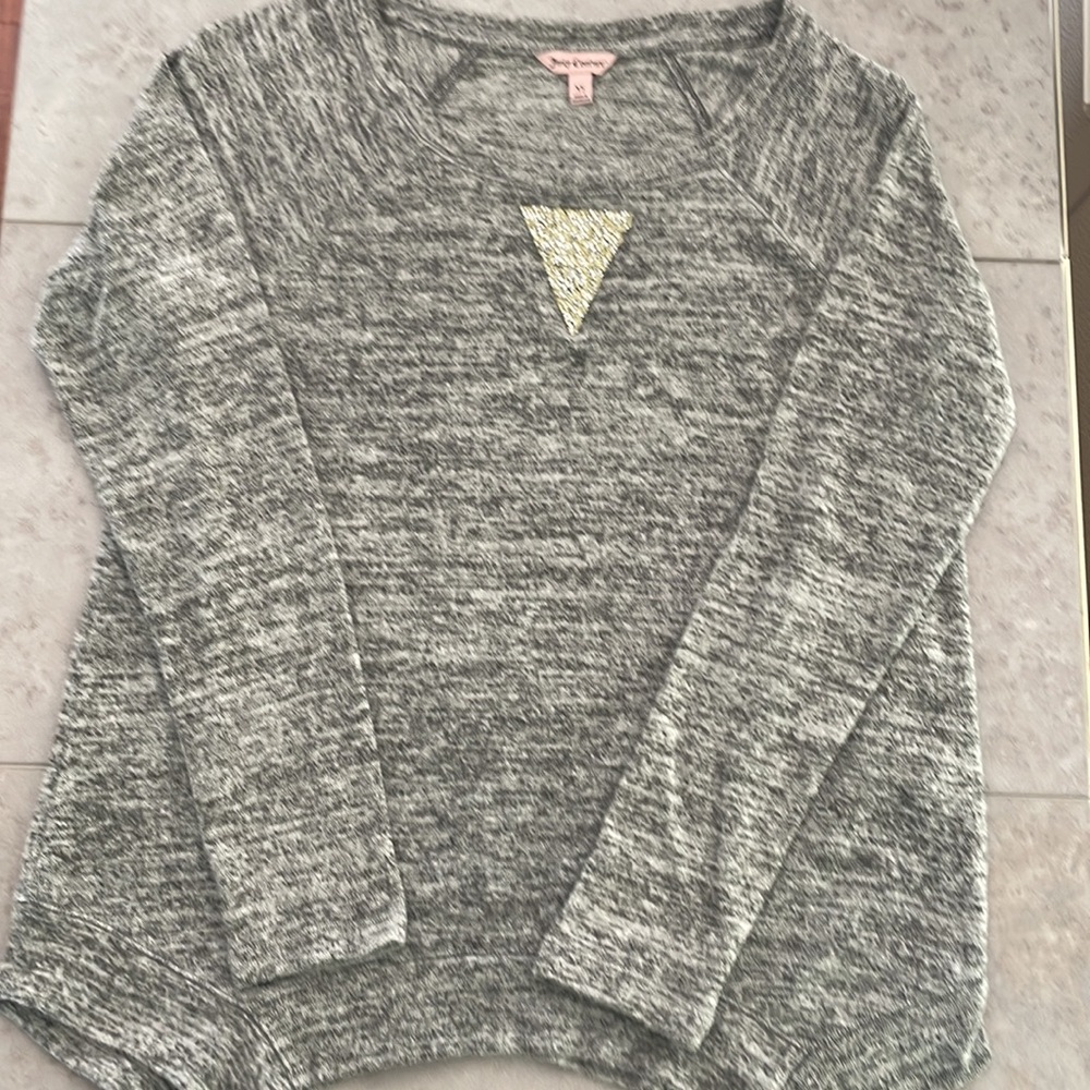 JUICY COUTURE‎ women’s heather gray soft sweater sparkly rhinestone detail XS